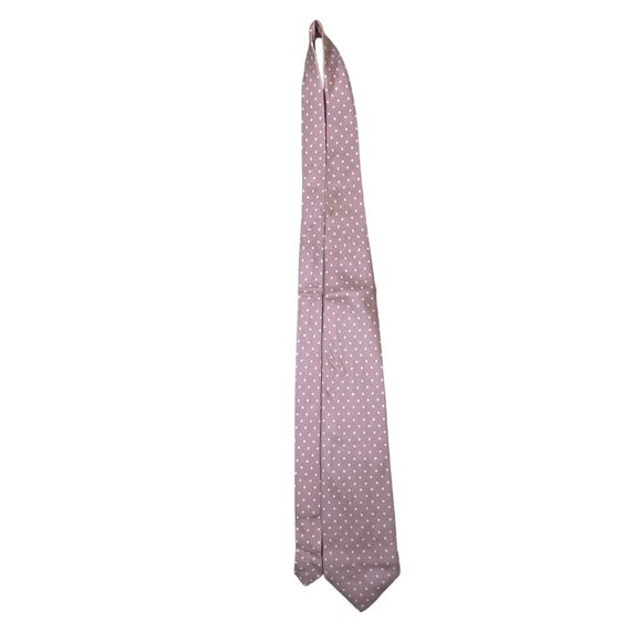 Vintage Brooks Brothers Pink & White Polka Dot Silk Necktie - Picture 4 of 7